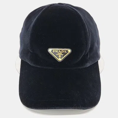 Pre-owned Prada Velvet Cap In Black