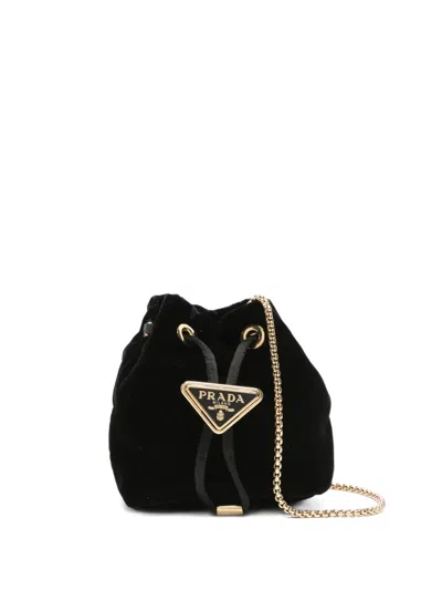 Pre-owned Prada Velvet Chain-strap Mini Bag In Black