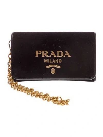 Pre-owned Prada Velvet Clutch In Black