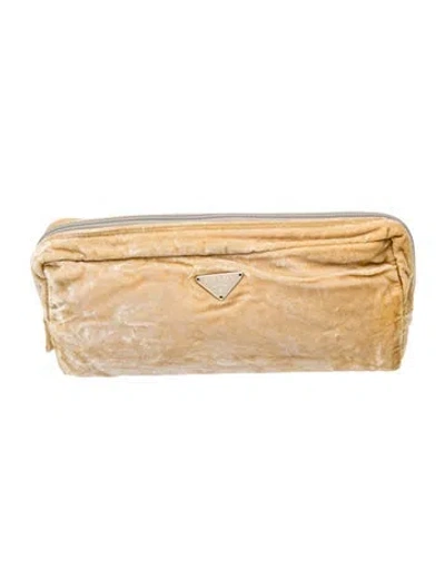 Pre-owned Prada Velvet Clutch Vintage In Neutral
