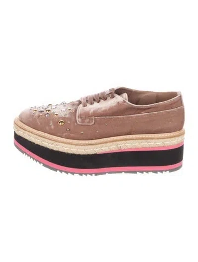 Pre-owned Prada Velvet Colorblock Pattern Espadrille Sneakers In Multi