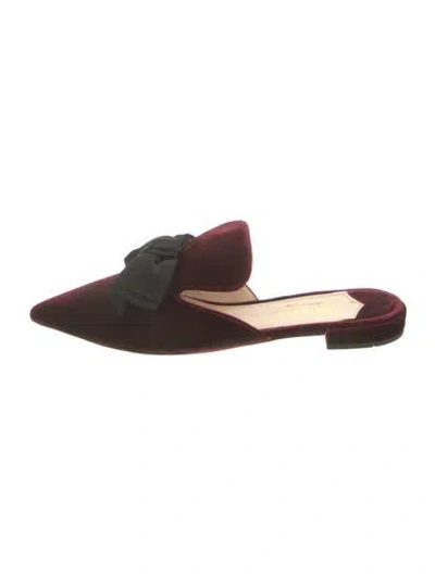 Pre-owned Prada Velvet Colorblock Pattern Mules In Burgundy