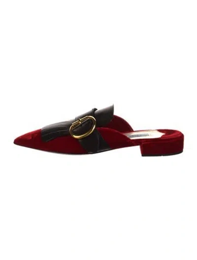 Pre-owned Prada Velvet Colorblock Pattern Mules In Multi