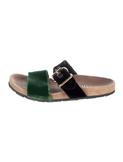 Pre-owned Prada Velvet Colorblock Pattern Slides In Multi