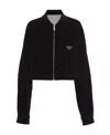 Prada Velvet Denim Blouson Jacket In Black