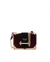 Prada Velvet Crystal Cahier Chain Bag In Burgundy