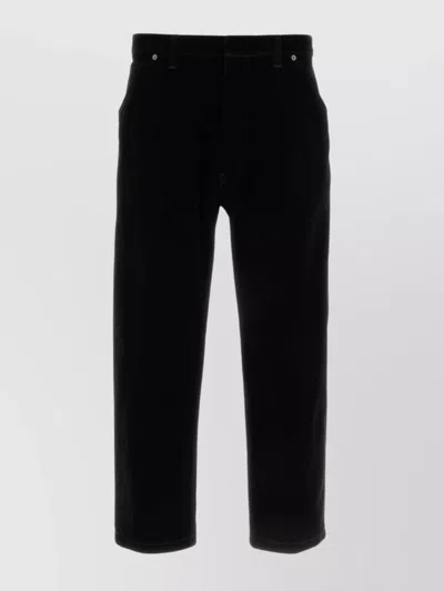 Prada Velvet Denim Pant Cropped Length In Black