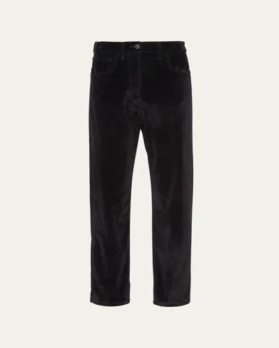 Prada Velvet Denim Straight-leg Pants In Nero