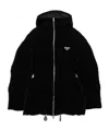 Prada Womens Black Logo-badge Padded Velvet Down Jacket In Black