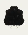 Prada Velvet Drawcord Puffer Jacket In F0002 Nero