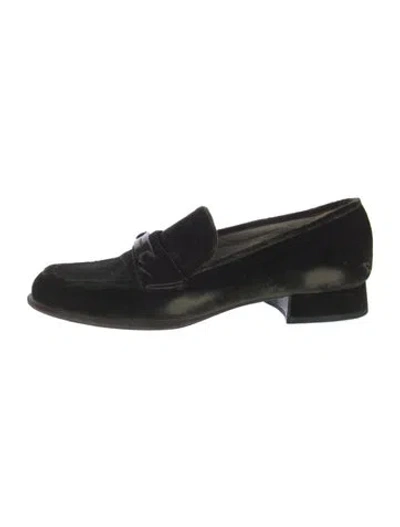 Pre-owned Prada Velvet Flats In Green