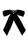 Prada Triangle Logo Velvet Bow Hair Clip In Black