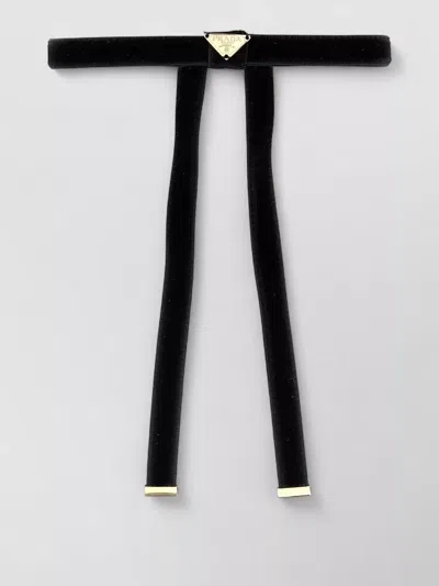 Prada Velvet Hair Clip Featuring Gold Tone Hardware In Brown