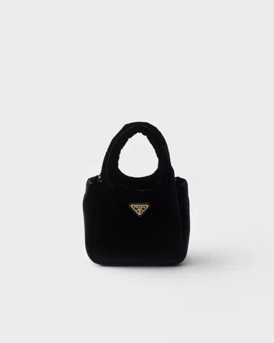 Prada Velvet Handbag Mini In Black