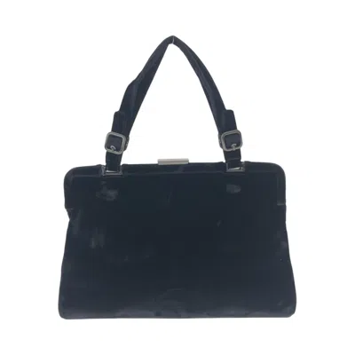 Pre-owned Prada Velvet Handbag Tote Bag () In Black