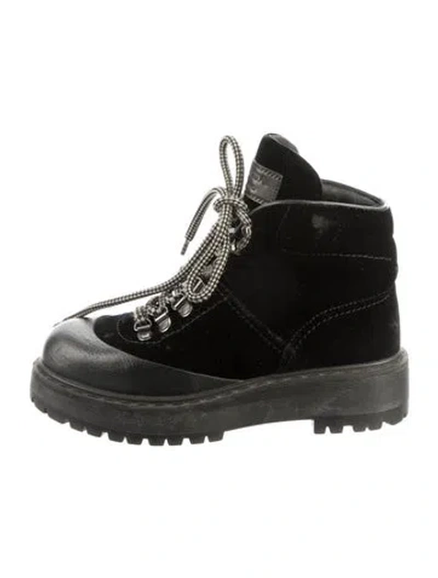 Pre-owned Prada Velvet Hiking Boots In Black