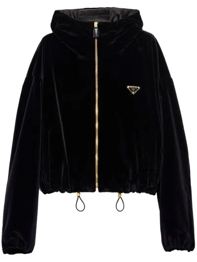 Prada Velvet Blouson In Black