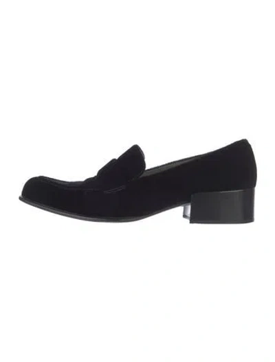 Pre-owned Prada Velvet Loafers In Black