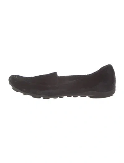 Pre-owned Prada Velvet Loafers In Brown