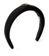 Prada Triangle Velvet Padded Headband In Black