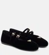 Prada Triangle Logo Velvet Ballet Flats In Black