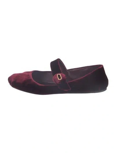 Pre-owned Prada Velvet Mary Jane Flats In Purple