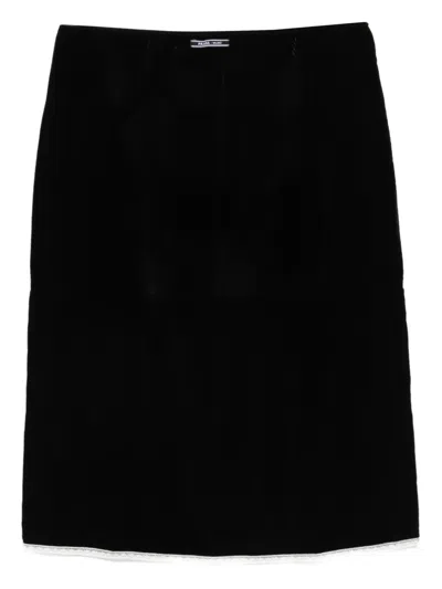Prada Velvet Midi Skirt In Black