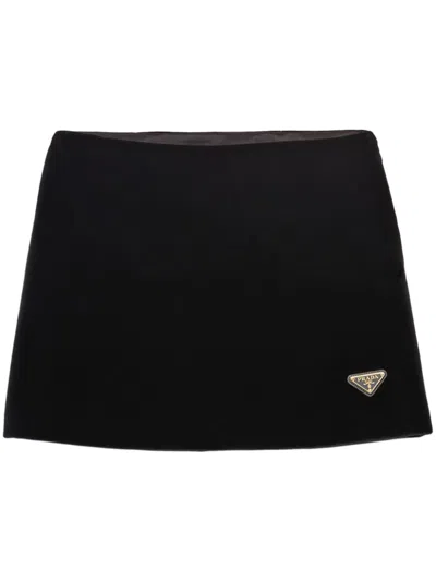 Prada Velvet Min Iskirt In Black
