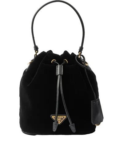 Prada Velvet Mini-bag With Nappa Leather Details In Black