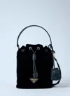 Prada Velvet Mini Bucket Bag In Black