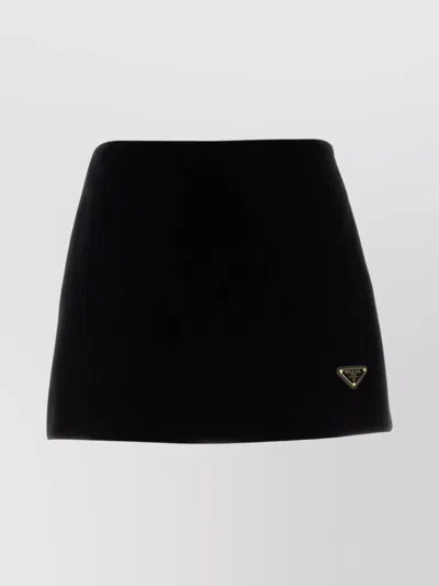 Prada Velvet Mini Skirt With Short Length In Nero