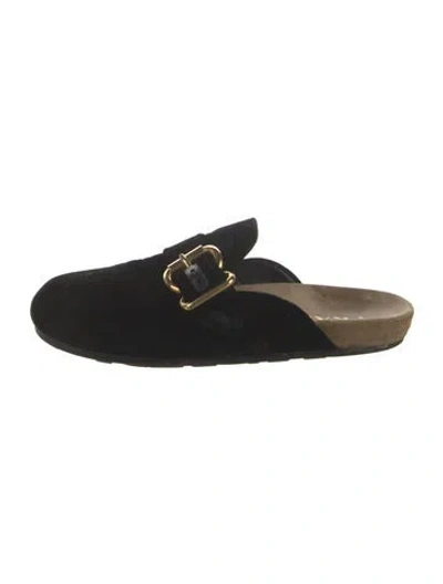 Pre-owned Prada Velvet Mules In Black