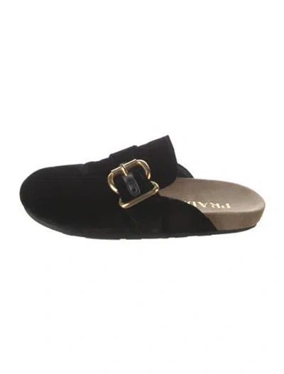 Pre-owned Prada Velvet Mules In Black