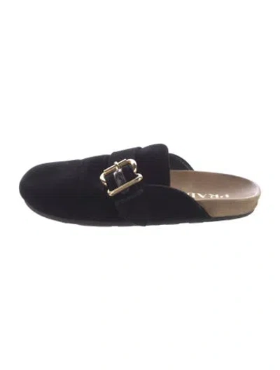 Pre-owned Prada Velvet Mules In Blue