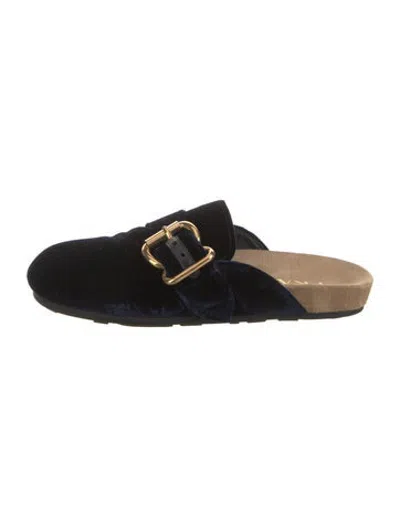 Pre-owned Prada Velvet Mules In Blue
