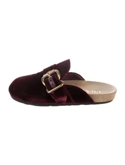 Pre-owned Prada Velvet Mules In Burgundy