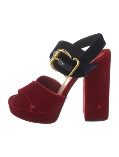 Pre-owned Prada Velvet Mules In Multi