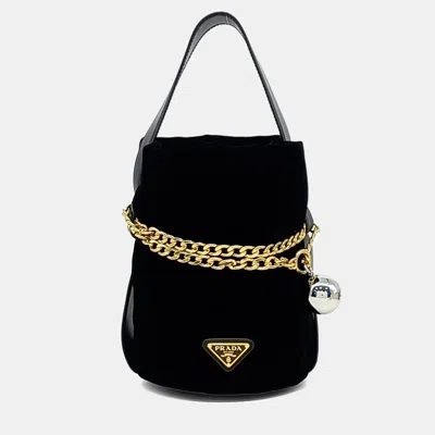Pre-owned Prada Velvet Petite Sac Black Velvet Bucket Bag