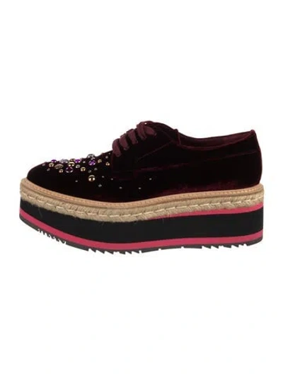Pre-owned Prada Velvet Printed Espadrille Sneakers In Multi