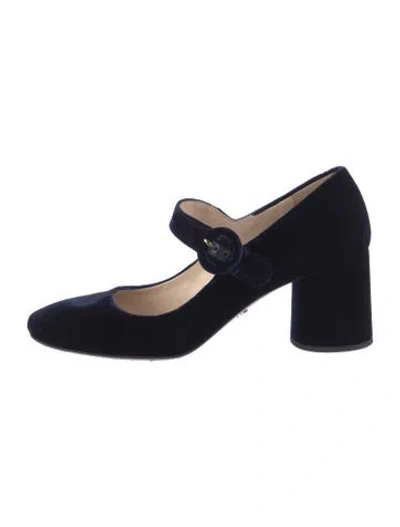 Pre-owned Prada Velvet Pumps In Blue