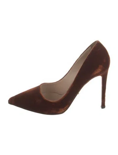 Pre-owned Prada Velvet Pumps In Brown