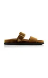 Prada Enamel Triangle-logo Slides In Brown