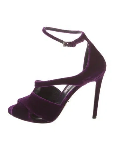 Pre-owned Prada Velvet Sandals In Purple