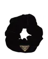 Prada Triangle Logo Enamel Scrunchie In Black