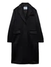 Prada Velvet Single-breasted Coat In Blue