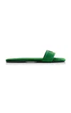 Prada Triangle-logo Velvet Slides In Green