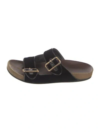 Pre-owned Prada Velvet Slides In Black
