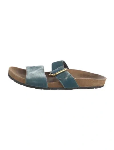 Pre-owned Prada Velvet Slides In Blue