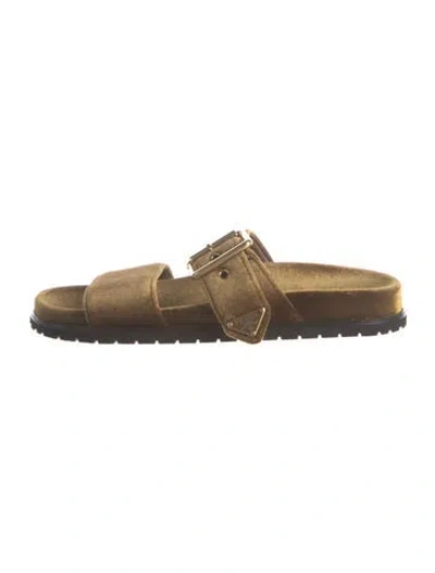 Pre-owned Prada Velvet Slides In Brown