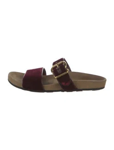 Pre-owned Prada Velvet Slides In Burgundy